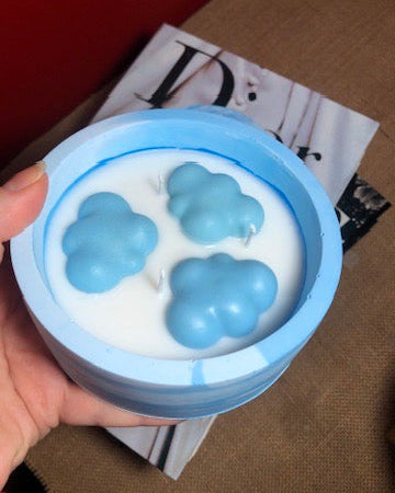 Bulutlu Taş Tozu Kasede Doğal Soya Mum