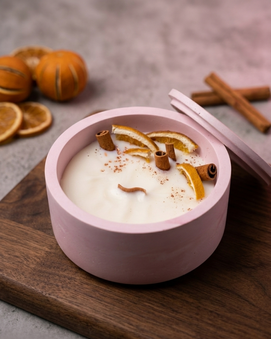 Üzeri Süslü - Taş Tozu Kasede Soya Mum