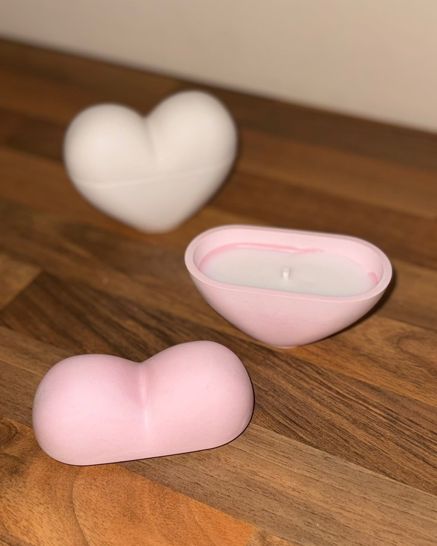 Küçük Taş Tozu Kalp Soya Mum