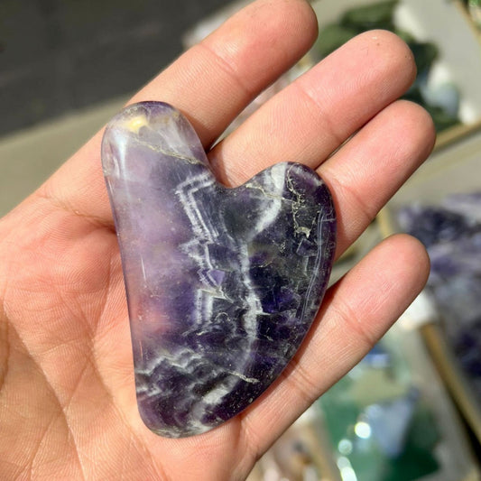 Ametist Taşı Kalp Gua Sha Masaj Aleti