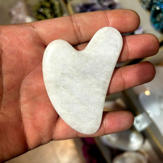Kristal Kuvars Taşı Kalp Gua Sha Masaj Aleti