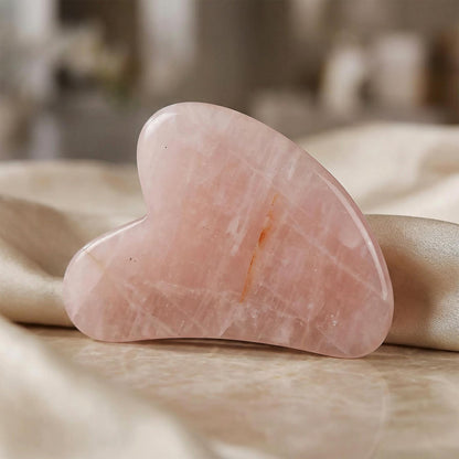 Pembe Kuvars Taşı Kalp Gua Sha Masaj Aleti